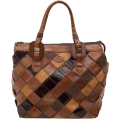 IBIZA イビサ レディース ハンドバッグ レザー 編み込み ブラウン Bランク