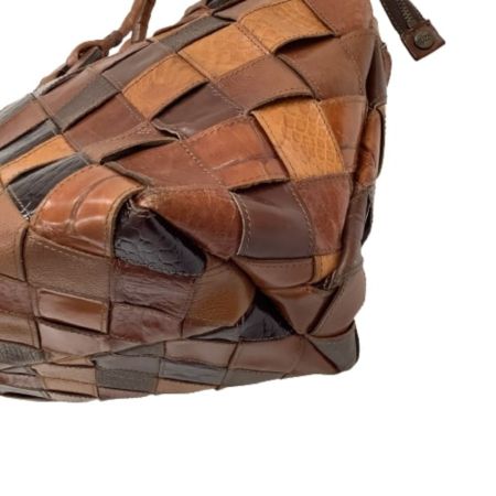 IBIZA イビサ レディース ハンドバッグ レザー 編み込み ブラウン