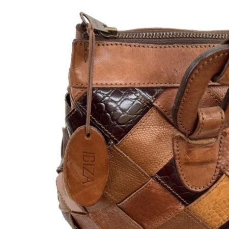 IBIZA イビサ レディース ハンドバッグ レザー 編み込み ブラウン