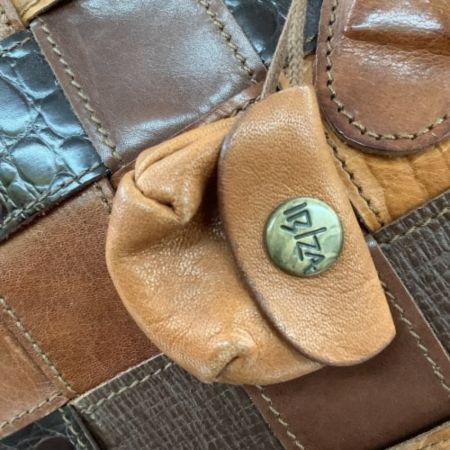 IBIZA イビサ レディース ハンドバッグ レザー 編み込み ブラウン