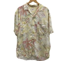 ♪♪ Papas パパス メンズ 半袖柄シャツ アロハシャツ SIZE M イエロー Bランク