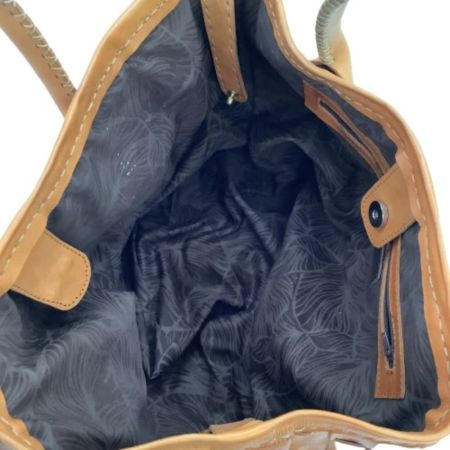 robita ロビタ レディース ハンドバッグ レザー 編み込み キャメル