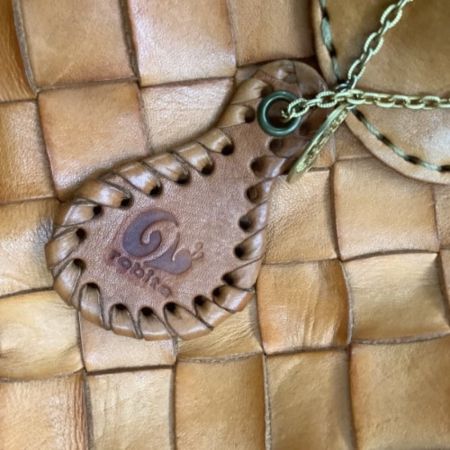 robita ロビタ レディース ハンドバッグ レザー 編み込み キャメル