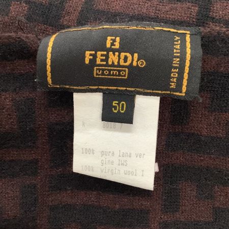 【中古】 FENDI フェンディ マフラー ブラウン×ブラック Bランク