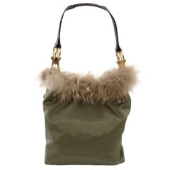 ANTEPRIMA アンテプリマ レディース ハンドバッグ ファー付き カーキ Bランク