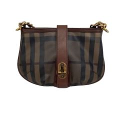 ♪♪ BURBERRY バーバリー ショルダーバッグ　チェック ブラウン Bランク