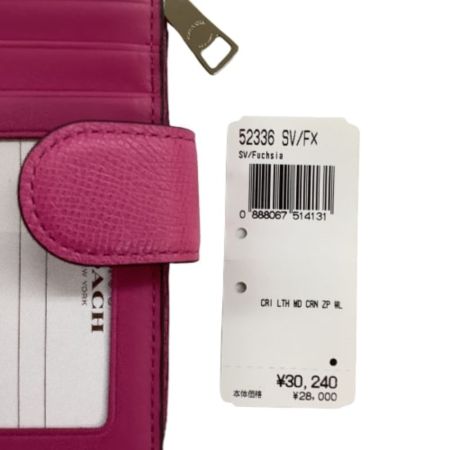  COACH コーチ レディース ２つ折り財布 ショッキングピンク