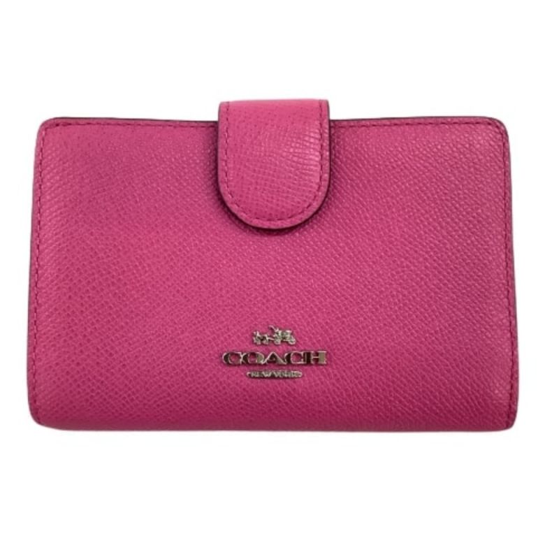 中古】 COACH コーチ レディース ２つ折り財布 ショッキングピンク B