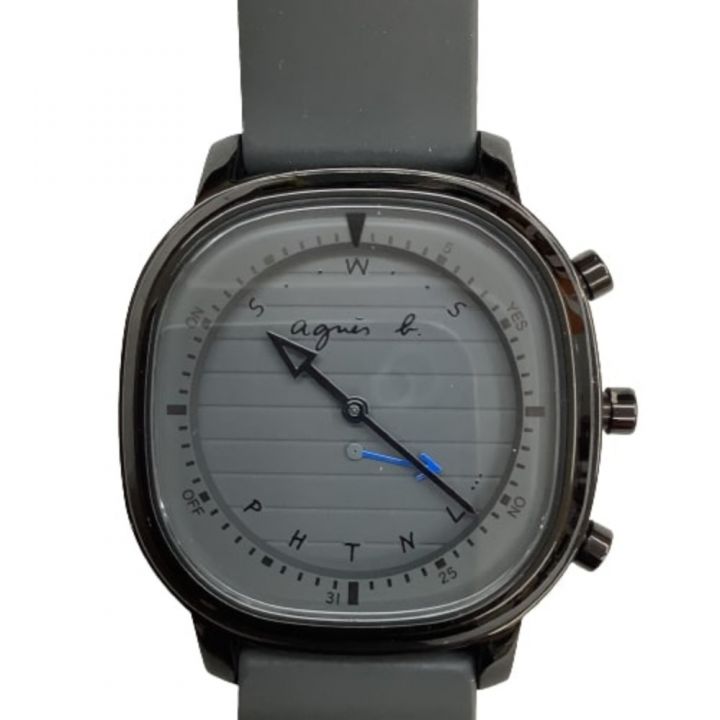 【中古】 agnes B アニエスベー ー 腕時計 グレー クォーツ式 N877 Bluetooth リンクウォッチ やや傷や汚れあり