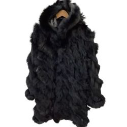 レディース 最高級フォックス リバーシブル 毛皮 コート  SIZE F ブラック Bランク