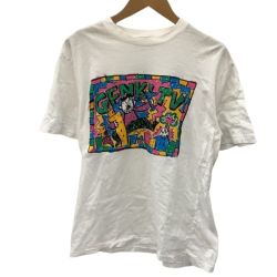 ♪♪ GENKI TV Tシャツ メンズ 元気が出るテレビ 希少 昭和レトロ 北野武 SIZE L EC専売 ホワイト Bランク