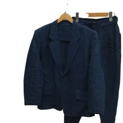 ♪♪ IS ISSEY MIYAKE ユニセックス セットアップ スーツ SIZE ９ 麻100％ ネイビー Bランク