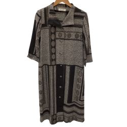 ♪♪ SHISENDO 詩仙堂 美品 レディース ワンピース 総柄 ダークブラウン Bランク