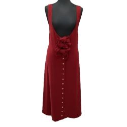 PINK HOUSE ピンクハウス レディース ワンピース リボン 前開き ボタン  レッド Bランク