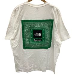 ♪♪ THE NORTH FACE×SUPREME メンズ Tシャツ SIZE XXL バンダナプリント NT02209I ホワイト Bランク