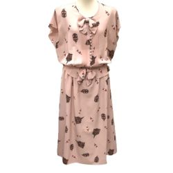 PINK HOUSE ピンクハウス 希少 レア レディース フレンチスリーブワンピース 兵隊柄 リボン   ピンク Bランク