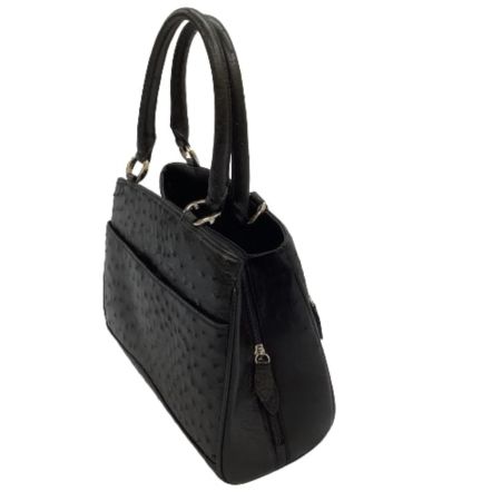 レディース　ハンドバッグ レザー オーストリッチ ブラック