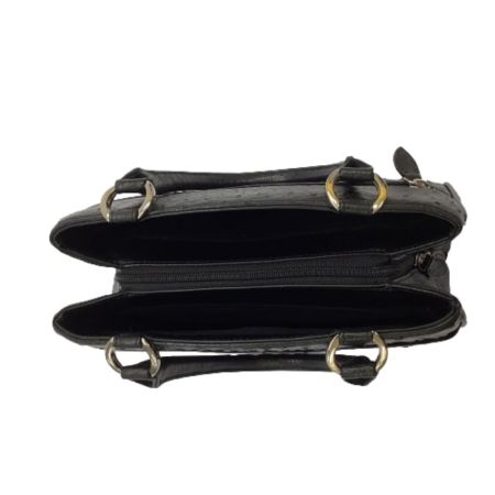 レディース　ハンドバッグ レザー オーストリッチ ブラック