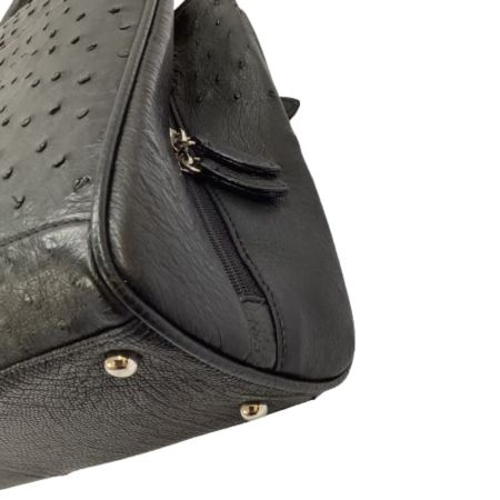 レディース　ハンドバッグ レザー オーストリッチ ブラック