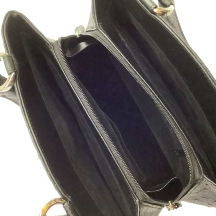レディース ハンドバッグ レザー オーストリッチ ブラック - 中古