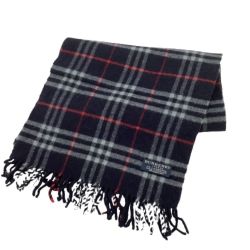 BURBERRY バーバリー マフラー チェック ネイビー Bランク