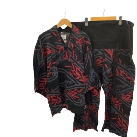  SOU・SOU セットアップ 上 Ｌ 下 Ｍ メンズ 高島縮 総柄 風靡 坂尾織物 レッド×グレー