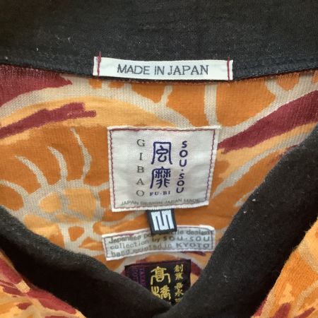  SOU・SOU カットソー SIZE M メンズ GIBAO 高島縮  風靡 エンジ×オレンジ