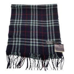 ♪♪ BURBERRY バーバリー マフラー チェック ネイビー Aランク