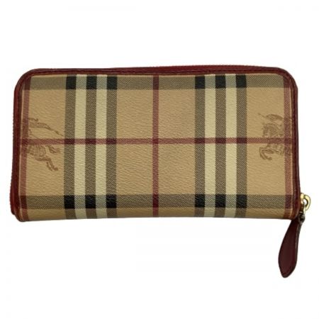  BURBERRY バーバリー レディース 長財布 ベージュ×レッド