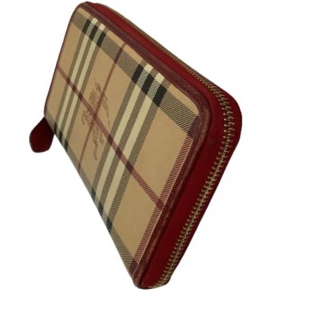  BURBERRY バーバリー レディース 長財布 ベージュ×レッド