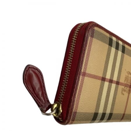  BURBERRY バーバリー レディース 長財布 ベージュ×レッド