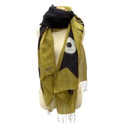 ♪♪ JURGEN LEHL ヨーガンレール レディース スカーフ 黒猫 カラシ Bランク