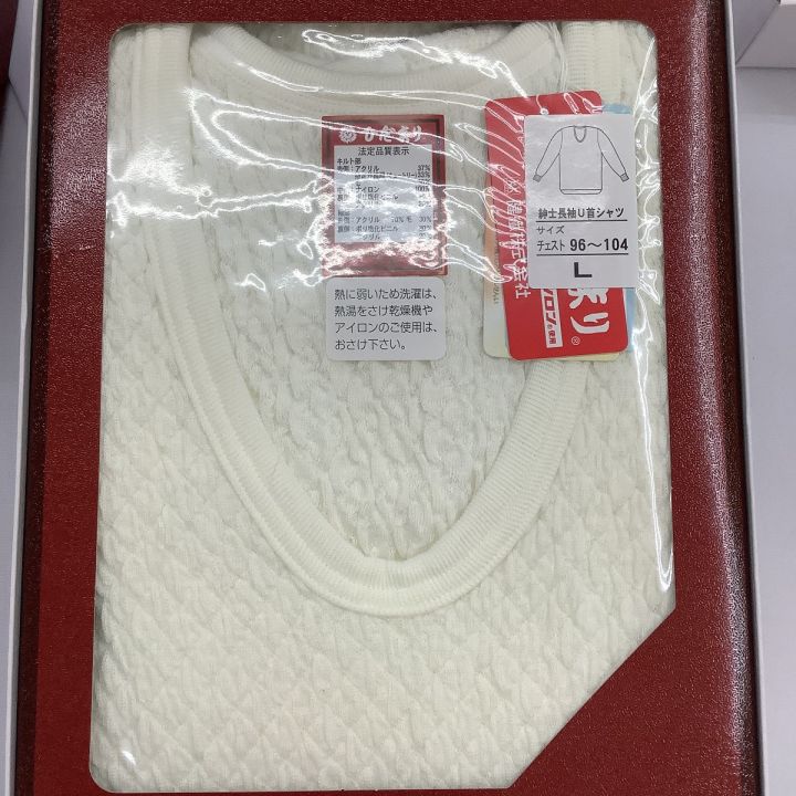 健康肌着 ひだまり極 アンダーウェア 長袖U首シャツ Lサイズ2枚 紳士