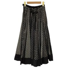 PINK HOUSE ピンクハウス 未使用 レディース スカート 花柄 フレア リボン  ブラック Aランク