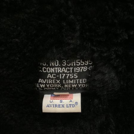  AVIREX アビレックス メンズ ブルゾン レザー ボア付き SIZE 40 ブラック