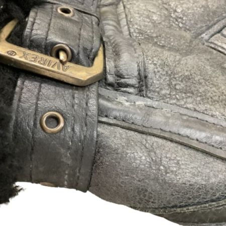  AVIREX アビレックス メンズ ブルゾン レザー ボア付き SIZE 40 ブラック
