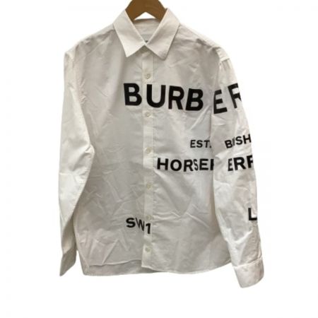  BURBERRY バーバリー メンズ シャツ ホースフェリー 黒ロゴプリント SIZE S ホワイト