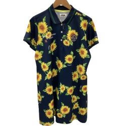 ♪♪ Kolwin コルウィン レディース ワンピース ゴルフウェア SIZE 3L 大きいサイズ ひまわり 花柄 ネイビー Bランク