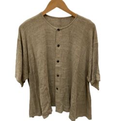 ♪♪ JURGEN LEHL ヨーガンレール レディース カーディガン SIZE M 麻100％ ブラウン Bランク