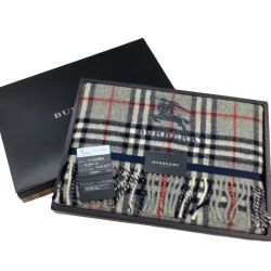 ♪♪ BURBERRY バーバリー ウールひざ掛け チェック グレー Sランク