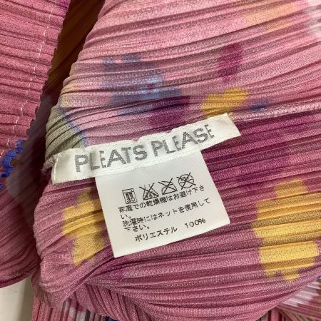  ISSEY MIYAKE イッセイミヤケ PLATS PLEASE レディース ノースリーブカットソー SIZE 3 花柄 ピンク