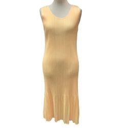 ♪♪ ISSEY MIYAKE イッセイミヤケ  PLATS PLEASE 消しプリーツ  変形 ワンピース SIZE 4   イエロー Bランク