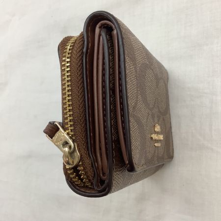 COACH コーチ 3つ折り財布 シグネチャー ベージュ