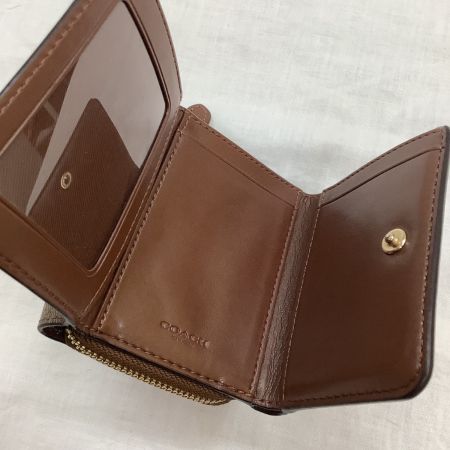 COACH コーチ 3つ折り財布 シグネチャー ベージュ