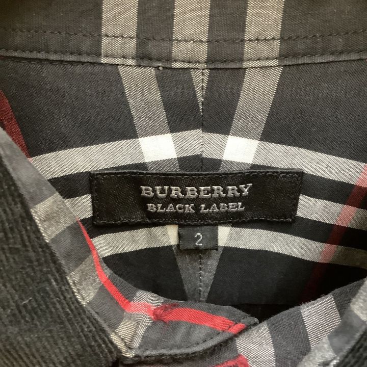 BURBERRY BLACK LABEL バーバリーブラックレーベル メンズ コーデュロイ シャツ SIZE 2 ブラック ｜中古｜なんでもリサイクルビッグバン