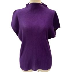 ♪♪ ISSEY MIYAKE イッセイミヤケ PLATS PLEASE レディース カットソー SIZE 3 PP19-JK313 パープル Bランク