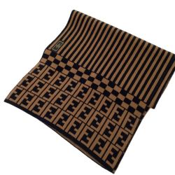 ♪♪ FENDI フェンディ マフラー ブラック×ブラウン Bランク