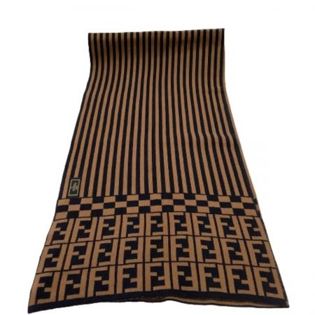  FENDI フェンディ マフラー ブラック×ブラウン