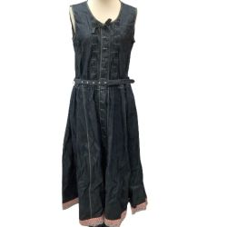 ♪♪ PINK HOUSE ピンクハウス レディース ノースリーブデニムワンピース リボン 花柄 Bランク