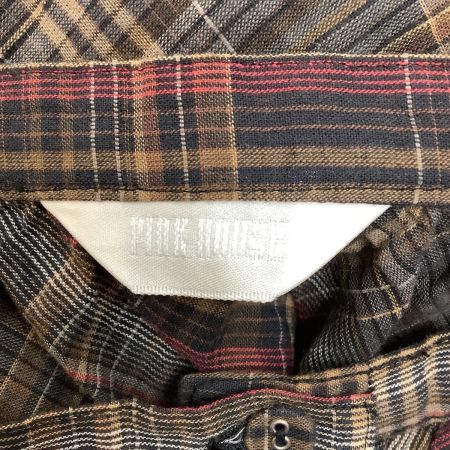 PINK HOUSE ピンクハウス レディース 前開きスカート タータンチェック ピコフリル  ３段切り替え ブラウン